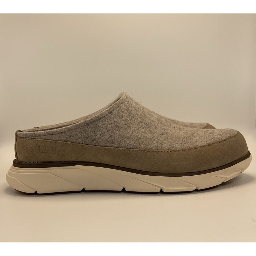 LL Bean Downeast Women's Wool Clogs Light Gray Slip On Indoor Outdoor Sz 9